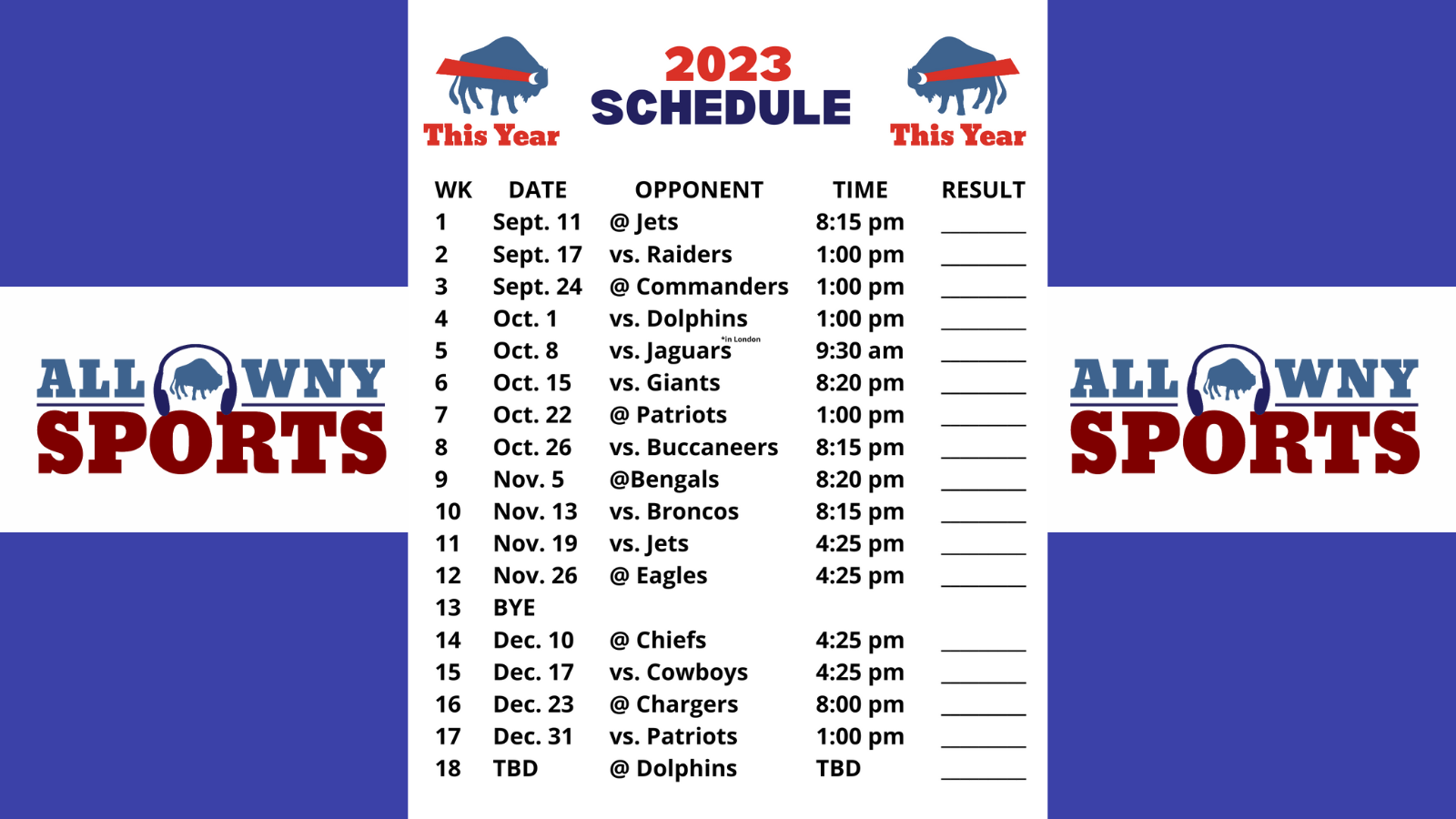 Bills 2023 schedule released - All WNY