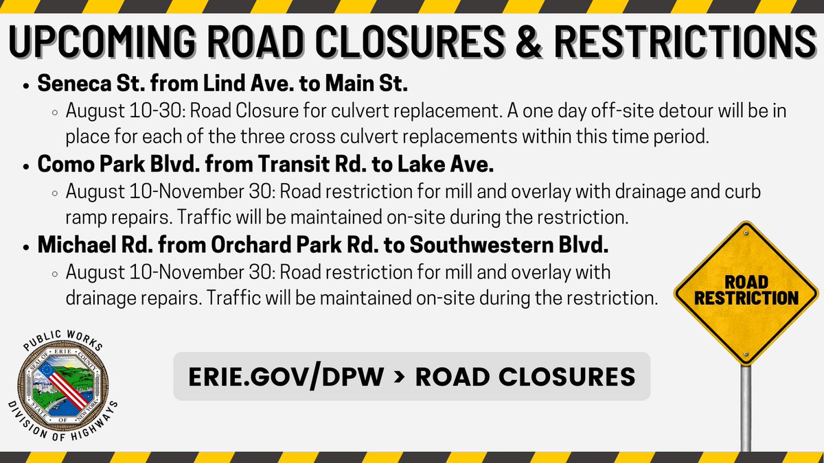 Erie County notes road restrictions All WNY