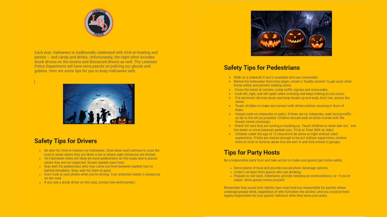 Lewiston Police offer tips for Halloween All WNY