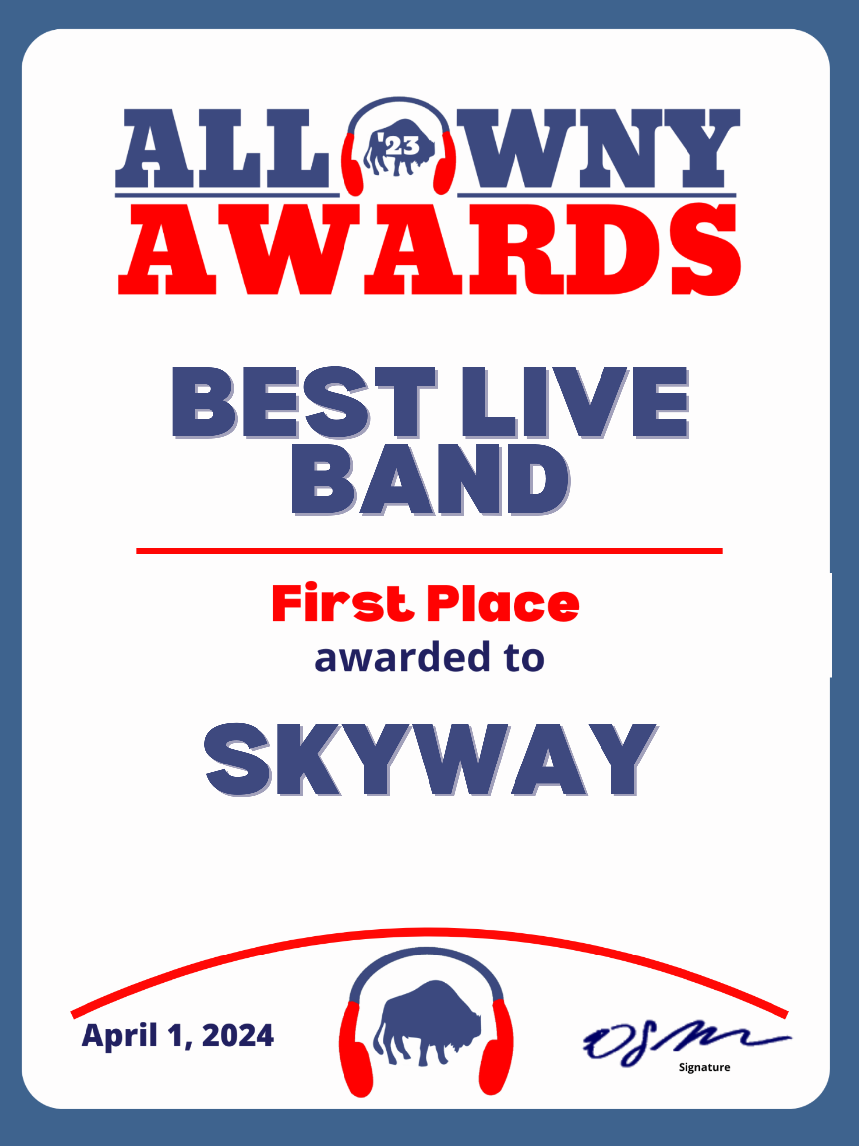 2023 All WNY Award Best Live Band Skyway All WNY