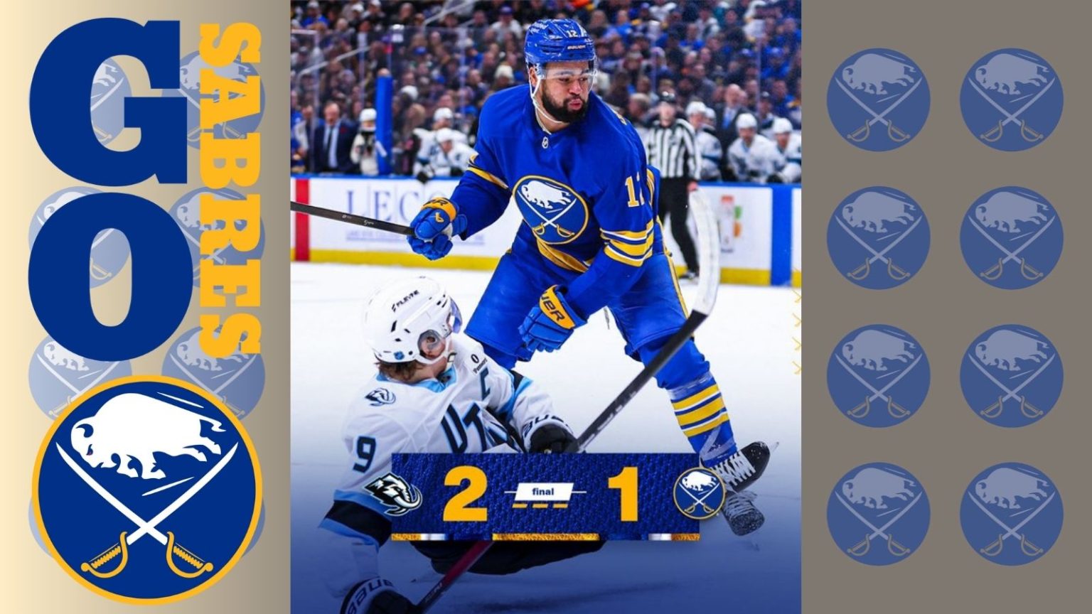 Fifth Sabres game in a row goes to OT Sabres lose to Mammoth 2 1
